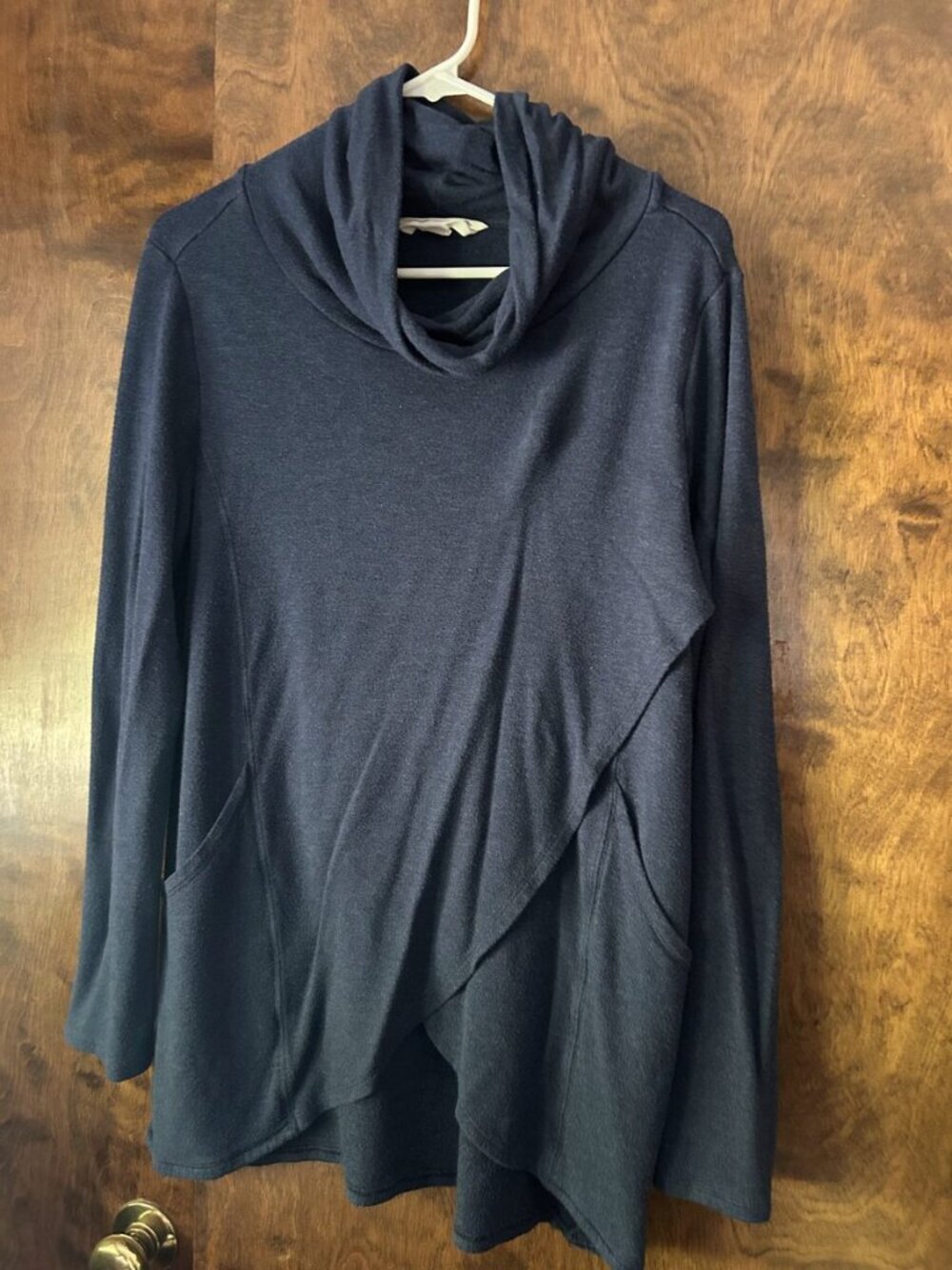 Charcoal Asymmetric Cowl Neck Tunic